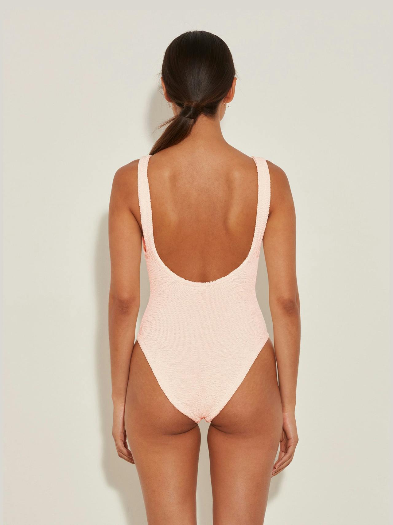 Blush pink Domino scoop swimsuit Clothing Hunza G    - Collagerie