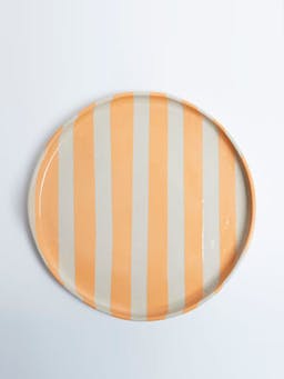 Orange stripe medium plate Interiors KS Creative Pottery    - Collagerie