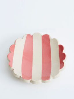 Pink stripe scalloped round trinket dish Interiors KS Creative Pottery    - Collagerie