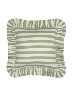 Green Tangier stripe ruffle cushion Interiors Alice Palmer & Co    - Collagerie