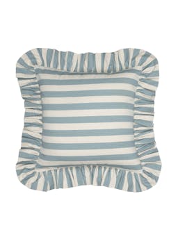 Pale blue Tangier stripe ruffle cushion Interiors Alice Palmer & Co    - Collagerie