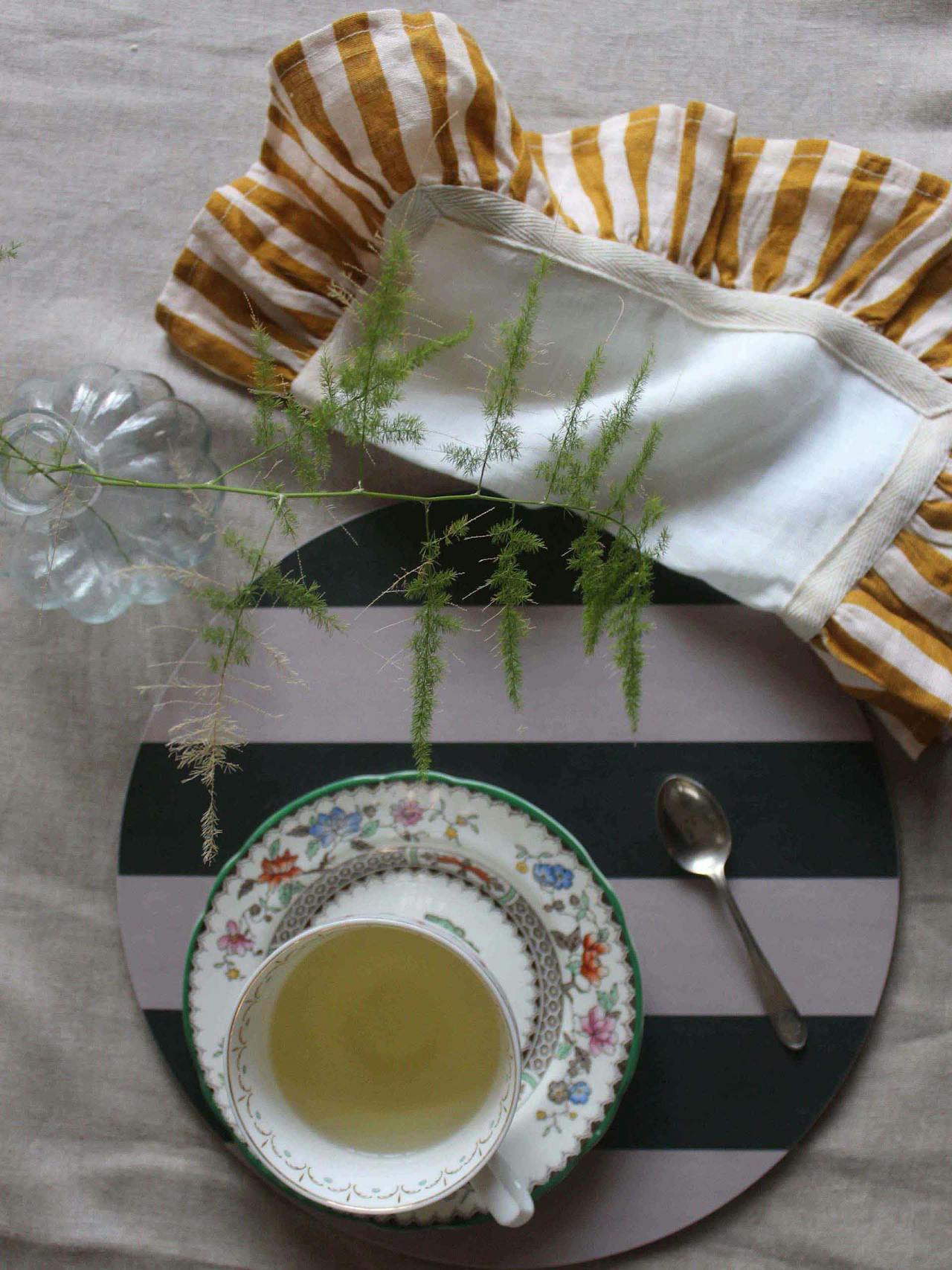 Forest Green Striped Placemat Placemat Amuse La Bouche    - Collagerie