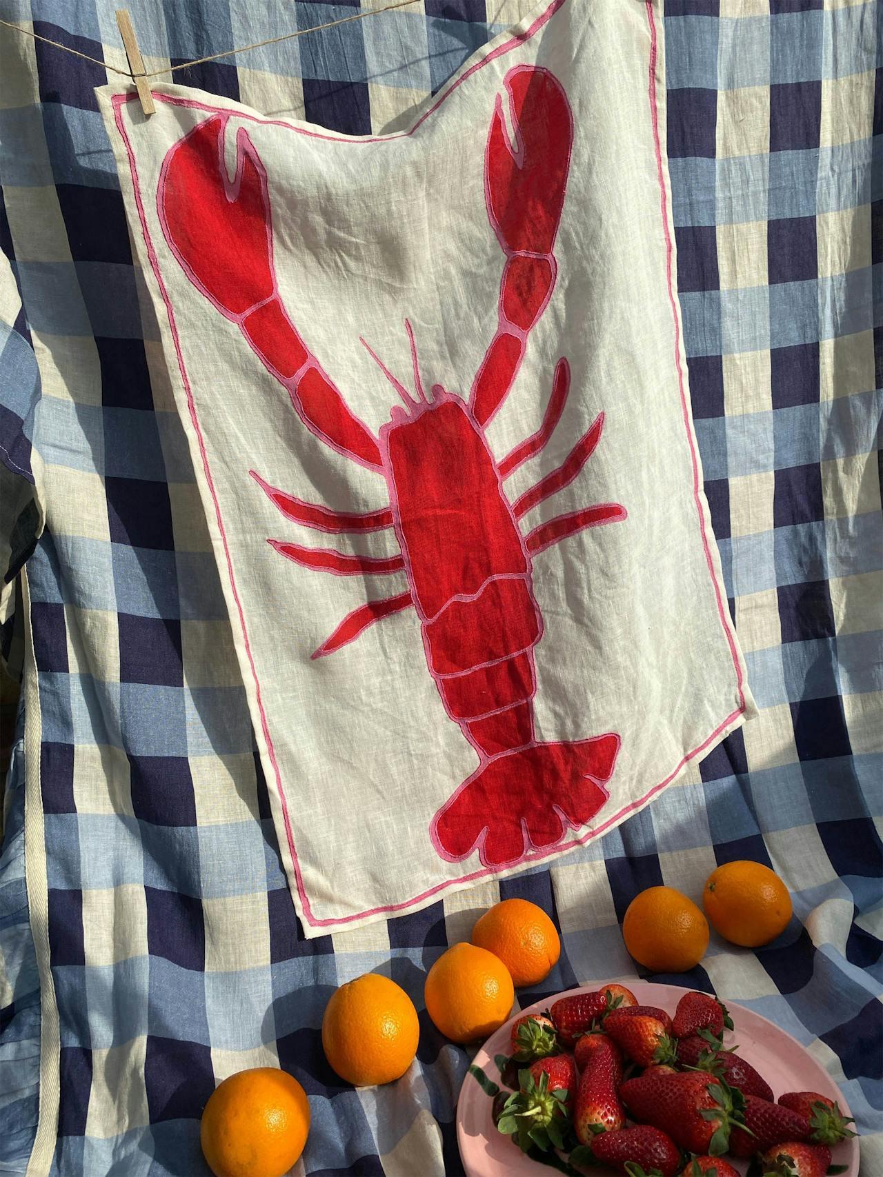 Lobster embroidered tea towel Interiors Amuse La Bouche    - Collagerie