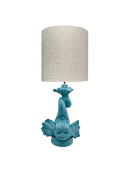 Dolphin lamp base in turquoise Interiors Villa Bologna    - Collagerie