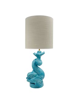 Dolphin lamp base in turquoise Interiors Villa Bologna    - Collagerie