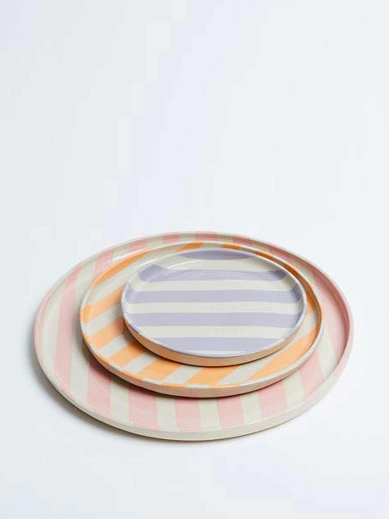 Orange stripe medium plate Interiors KS Creative Pottery    - Collagerie