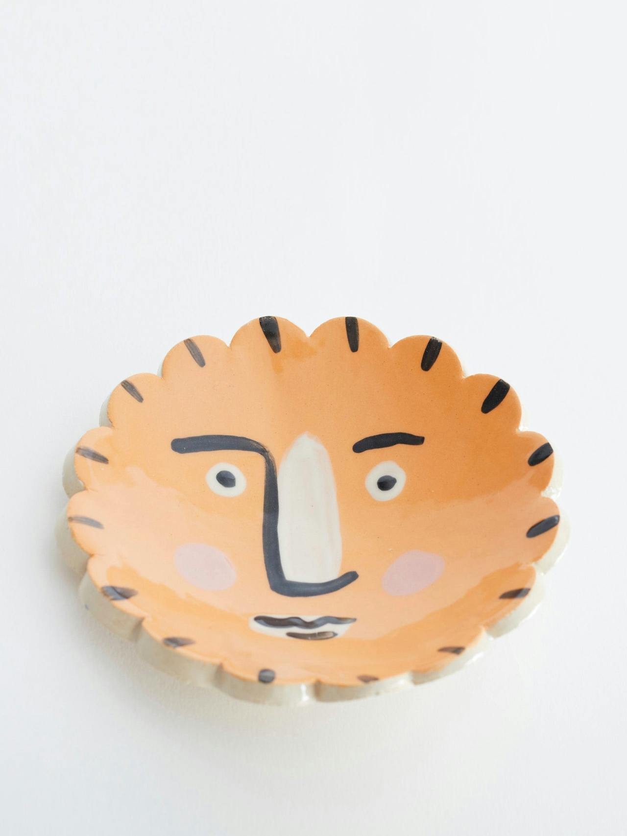 Orange isolation face scalloped round trinket dish Interiors KS Creative Pottery    - Collagerie