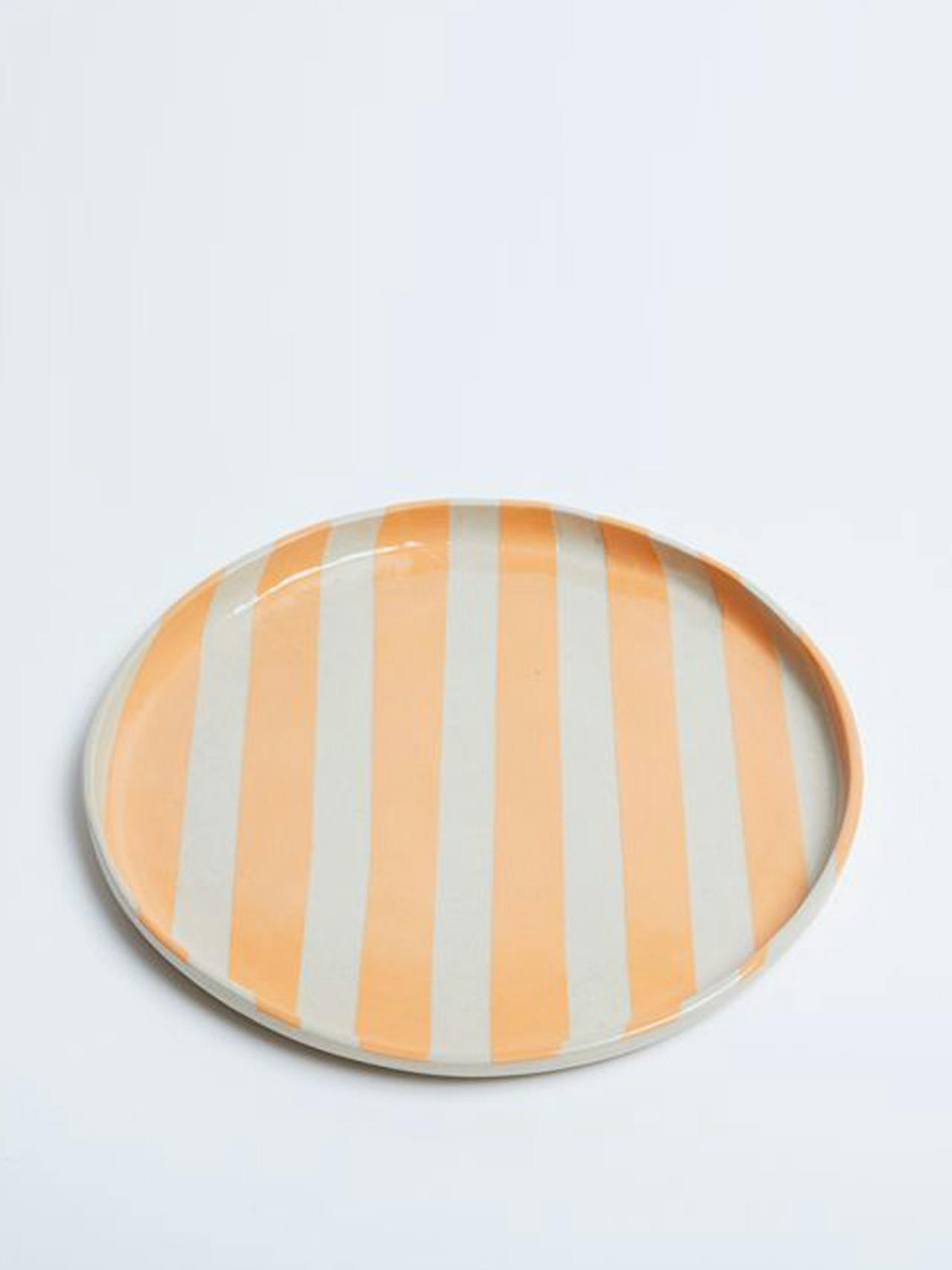 Orange stripe medium plate Interiors KS Creative Pottery    - Collagerie