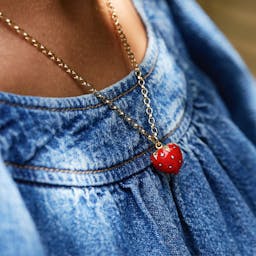 Diamond & Red Enamel Strawberry Necklace Jewellery and Watches Kirstie Le Marque    - Collagerie