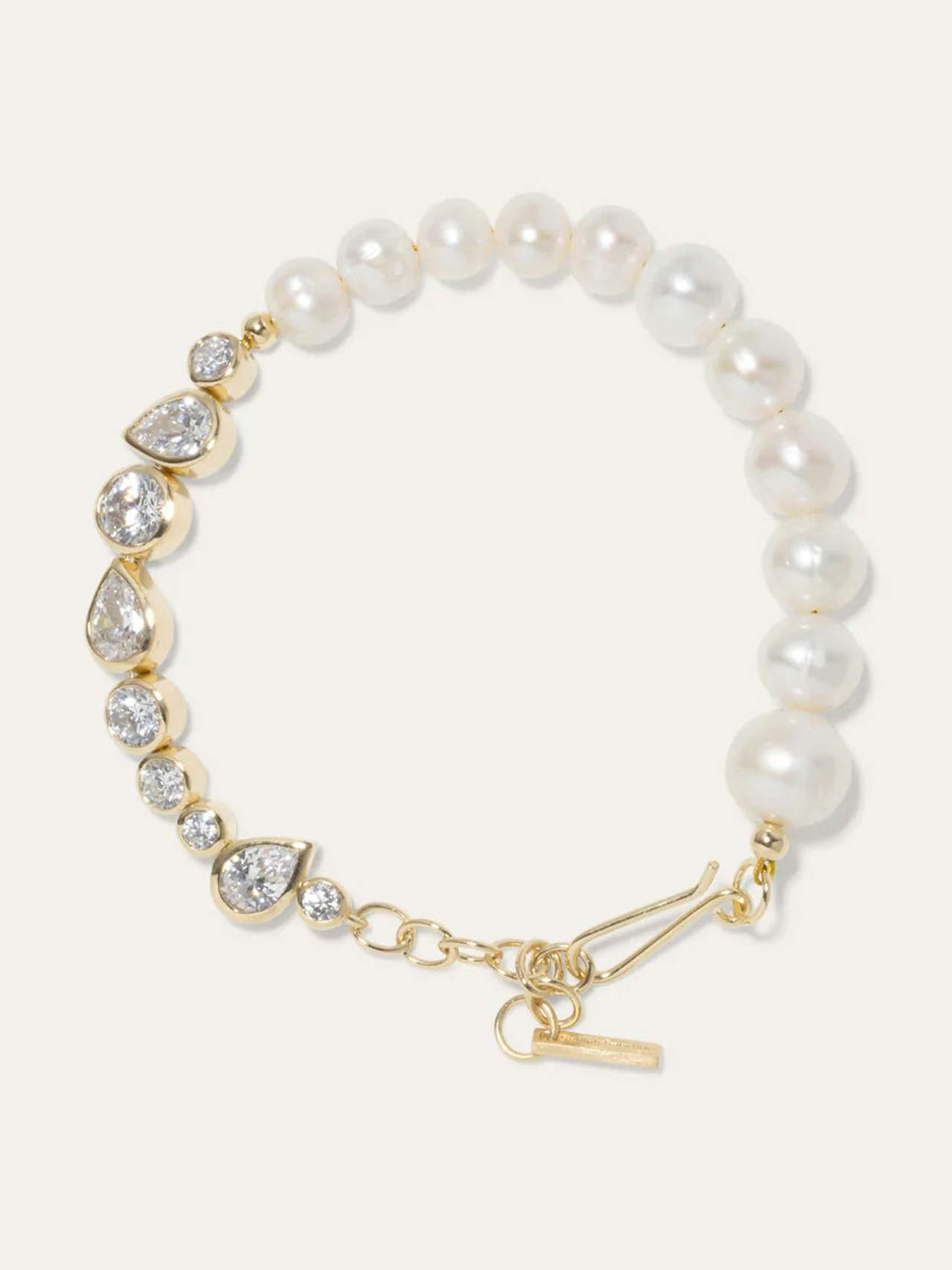 "Glitch" pearl and zirconia gold vermeil bracelet