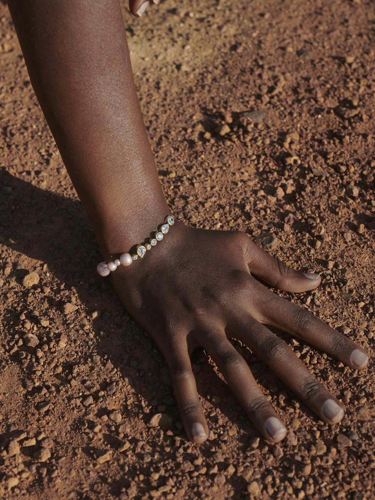 "Float" pink pearl and zirconia gold vermeil bracelet Jewellery Completedworks    - Collagerie