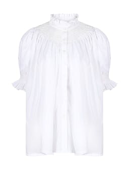 Scholl women's summer blouse white with ivory hand smocking Clothing Smock London    - Collagerie