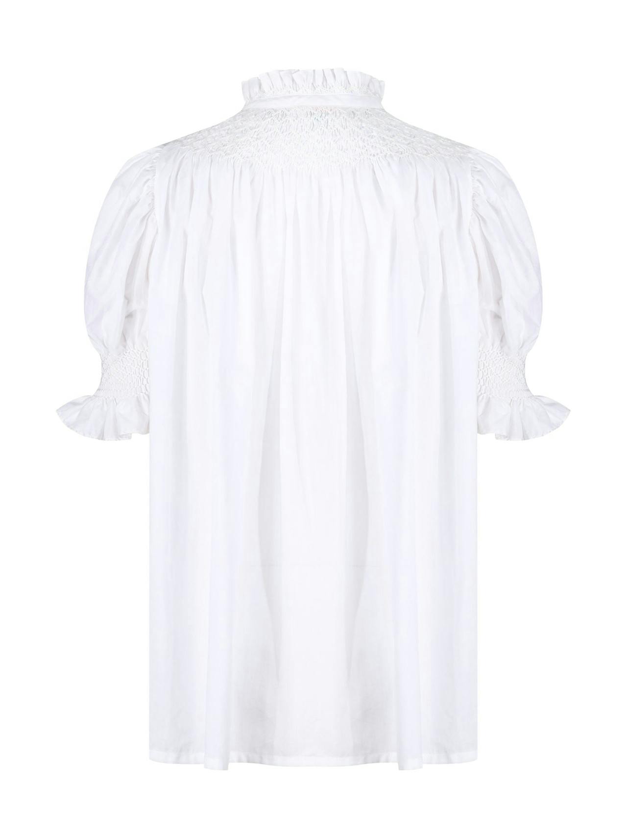 Scholl women's summer blouse white with ivory hand smocking Clothing Smock London    - Collagerie