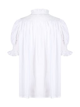 Scholl women's summer blouse white with ivory hand smocking Clothing Smock London    - Collagerie