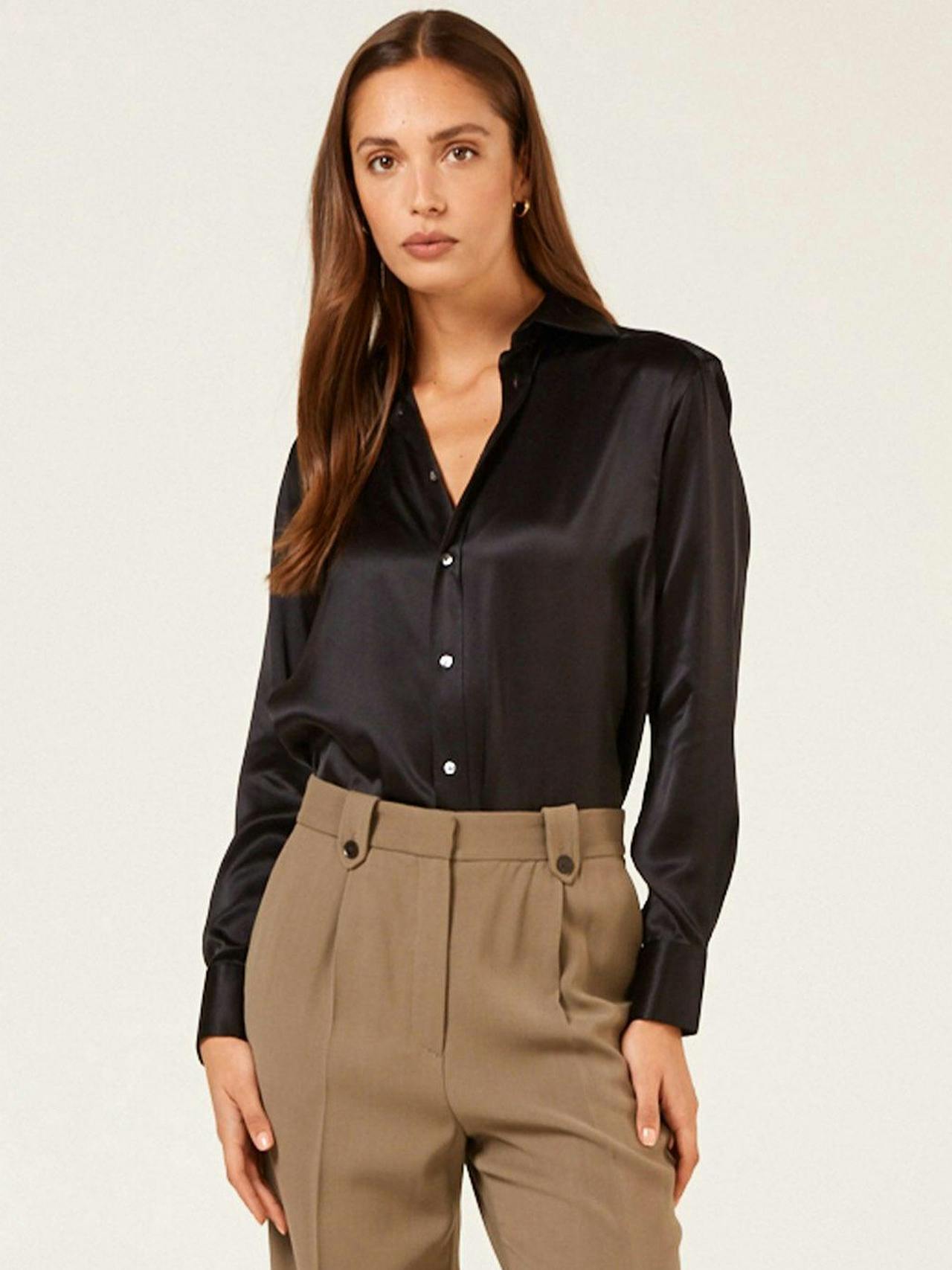 The Cocktail: onyx silk shirt Clothing With Nothing Underneath    - Collagerie