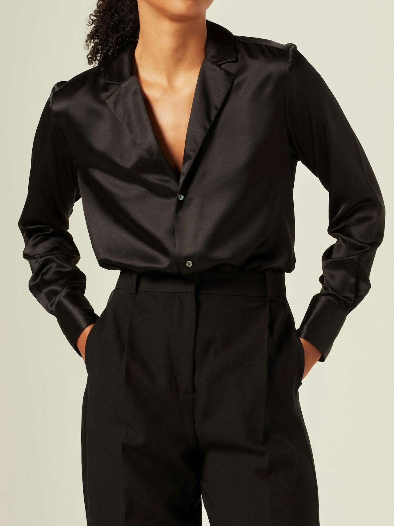 The Cocktail: onyx silk shirt Clothing With Nothing Underneath    - Collagerie