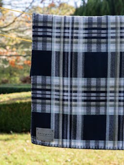 The Blanket in green and navy check Interiors Navygrey    - Collagerie