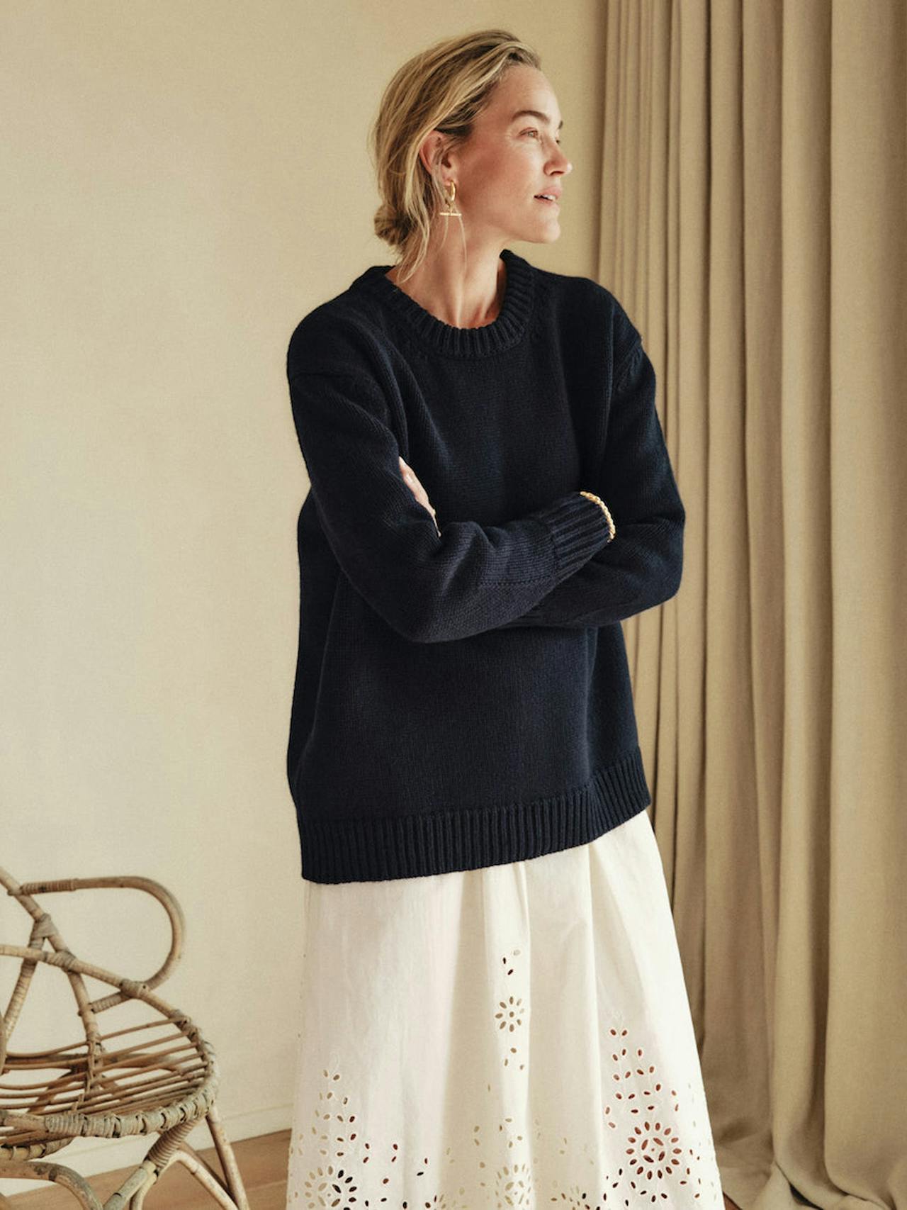 The Oversized knit in navy Clothing Navygrey    - Collagerie