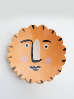 Orange isolation face scalloped round trinket dish Interiors KS Creative Pottery    - Collagerie