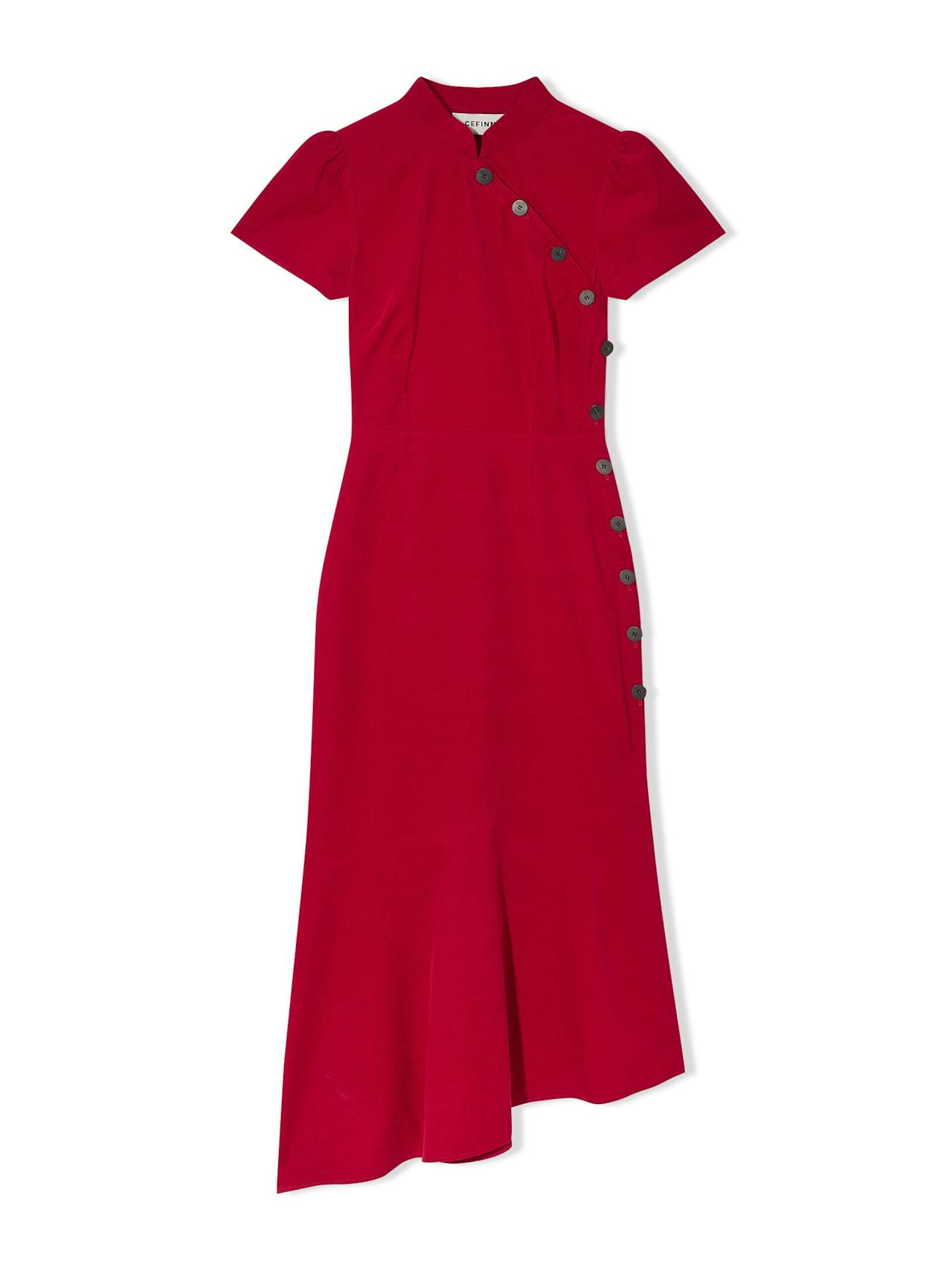 Layla pin corduroy maxi dress in red