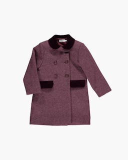 Burgundy classic tweed and velvet coat Kids Amaia    - Collagerie