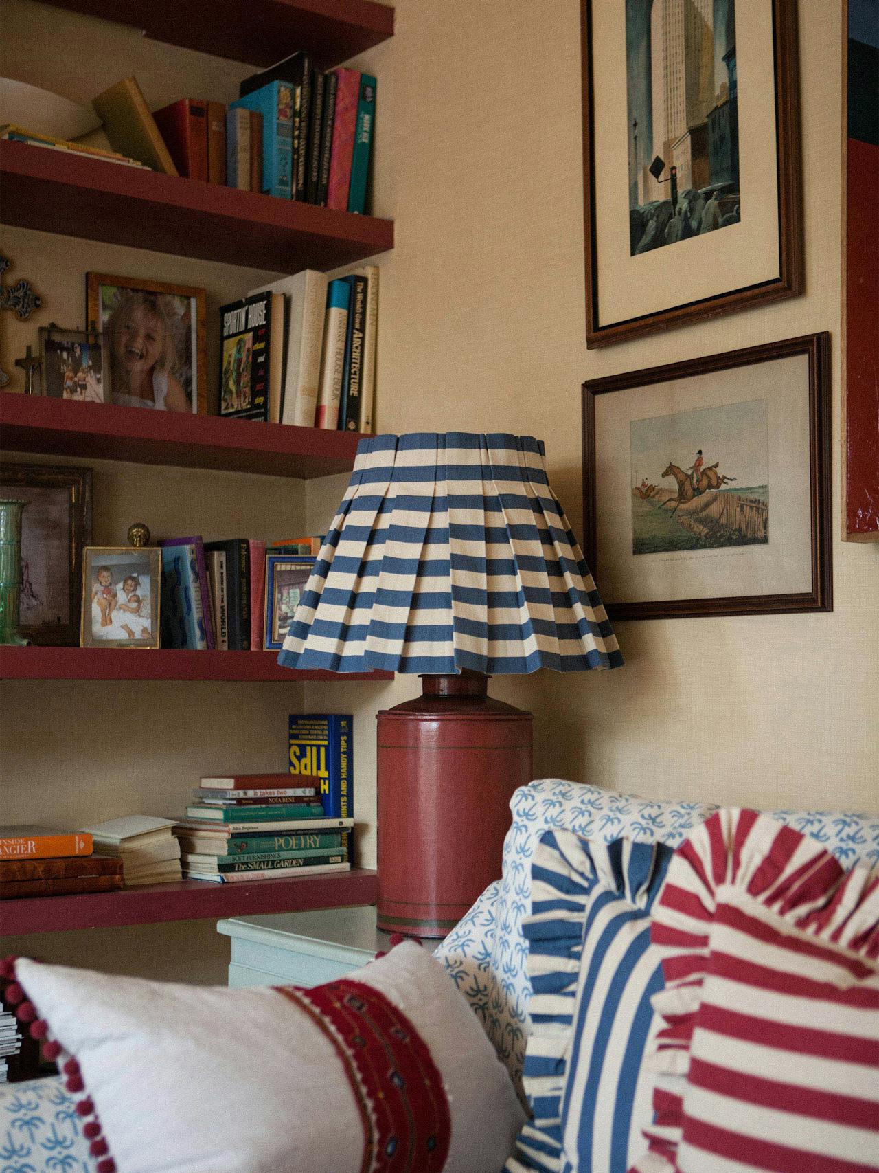 Blue Tangier stripe lampshade Interiors Alice Palmer & Co    - Collagerie