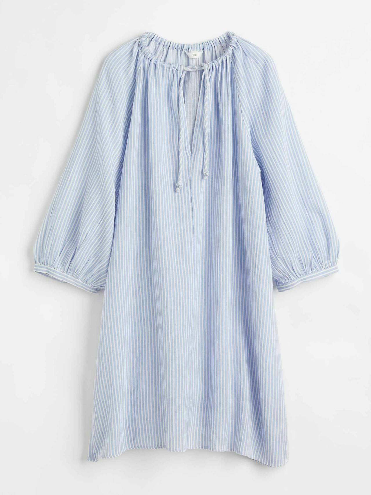 Blue and white stripe tunic dress