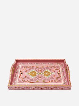 Pink and gold Majorelle tray Interiors Arbala    - Collagerie