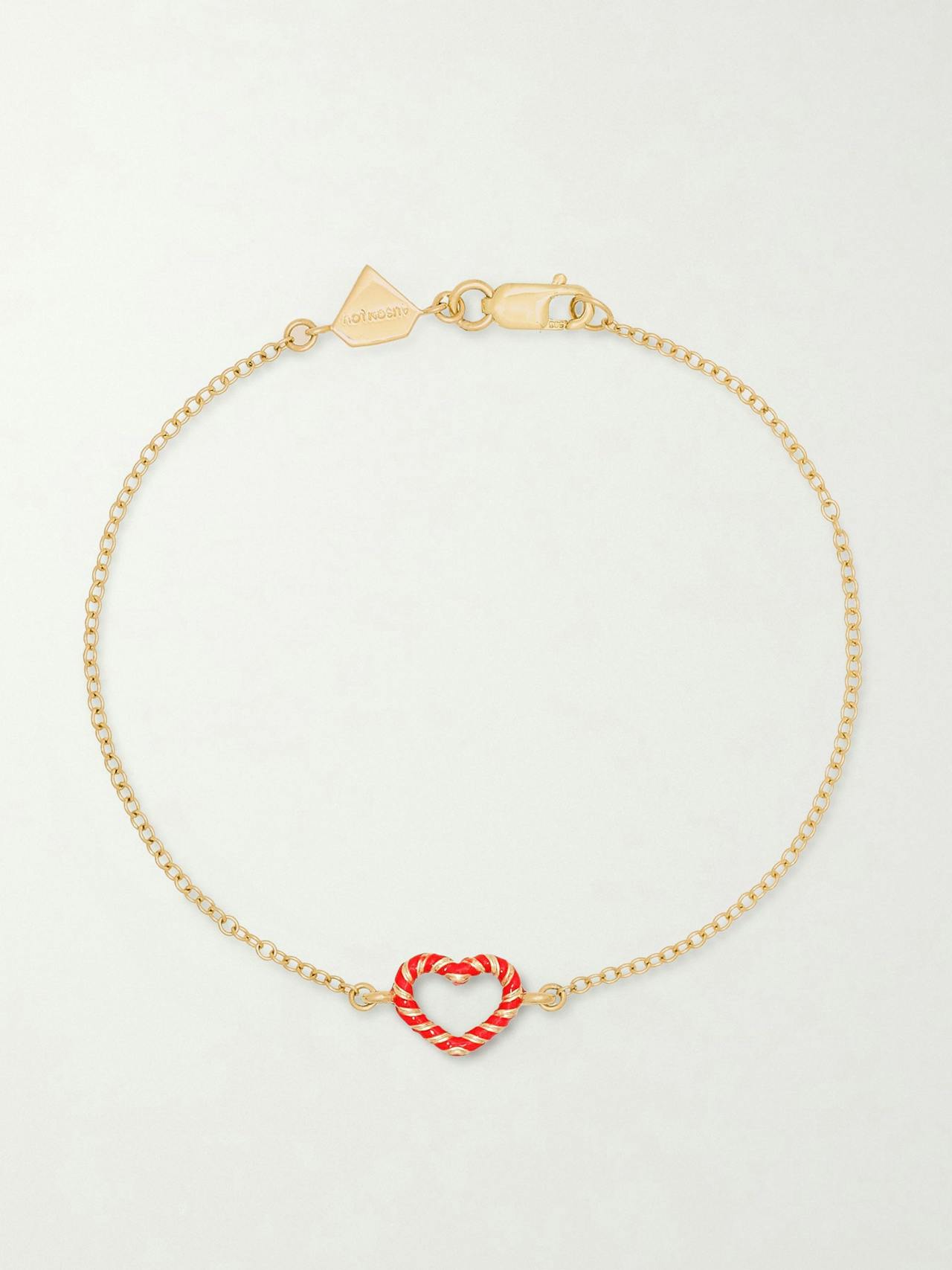 Heart Streamer 14-karat gold and enamel bracelet