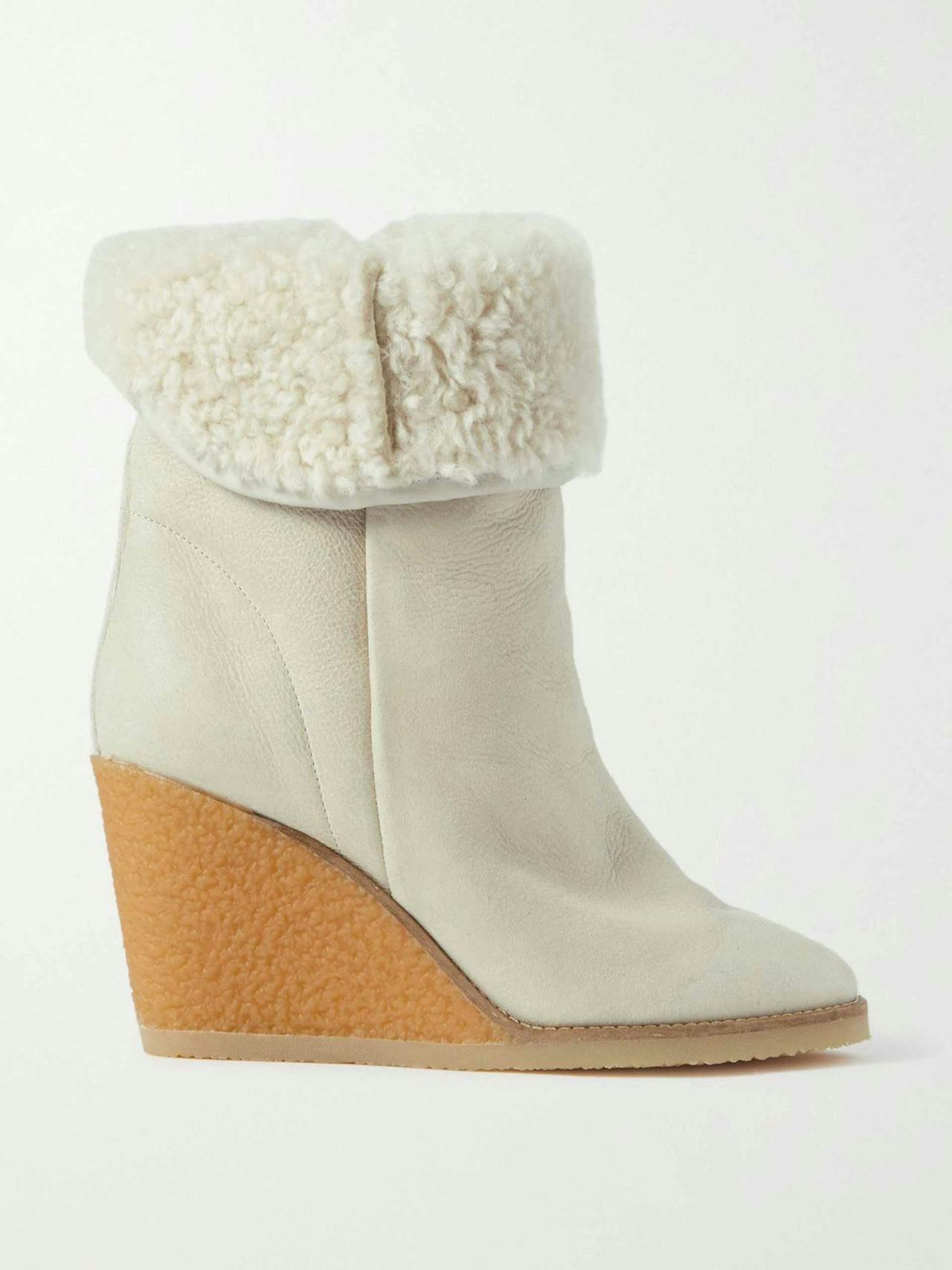 Cream Totam 90 shearling and leather boots