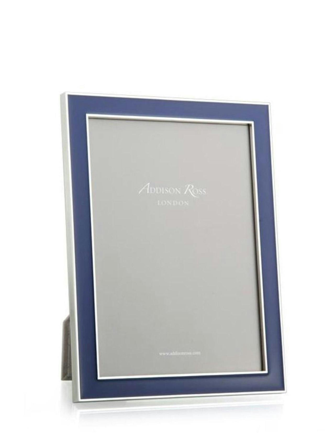 Navy blue enamel and silver frame