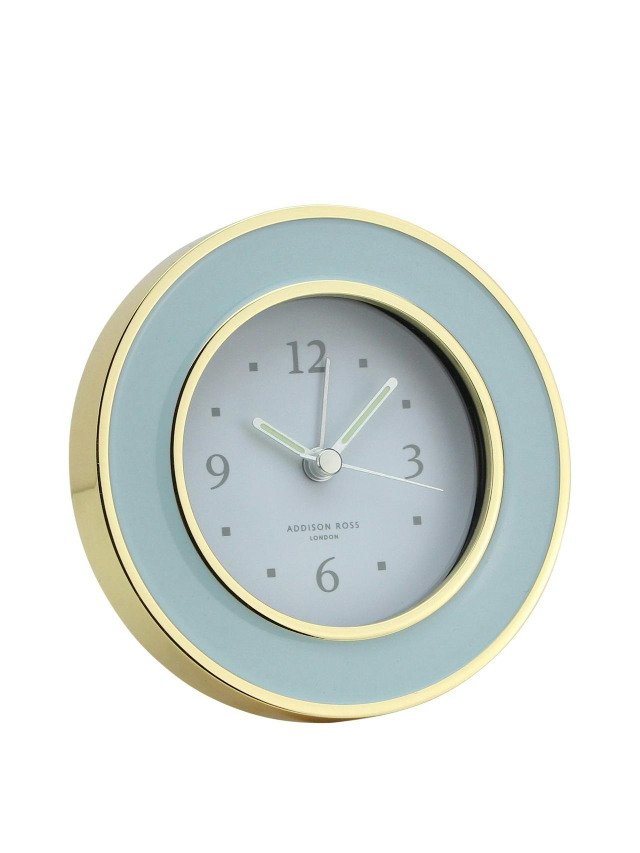 Blue and gold alarm clock