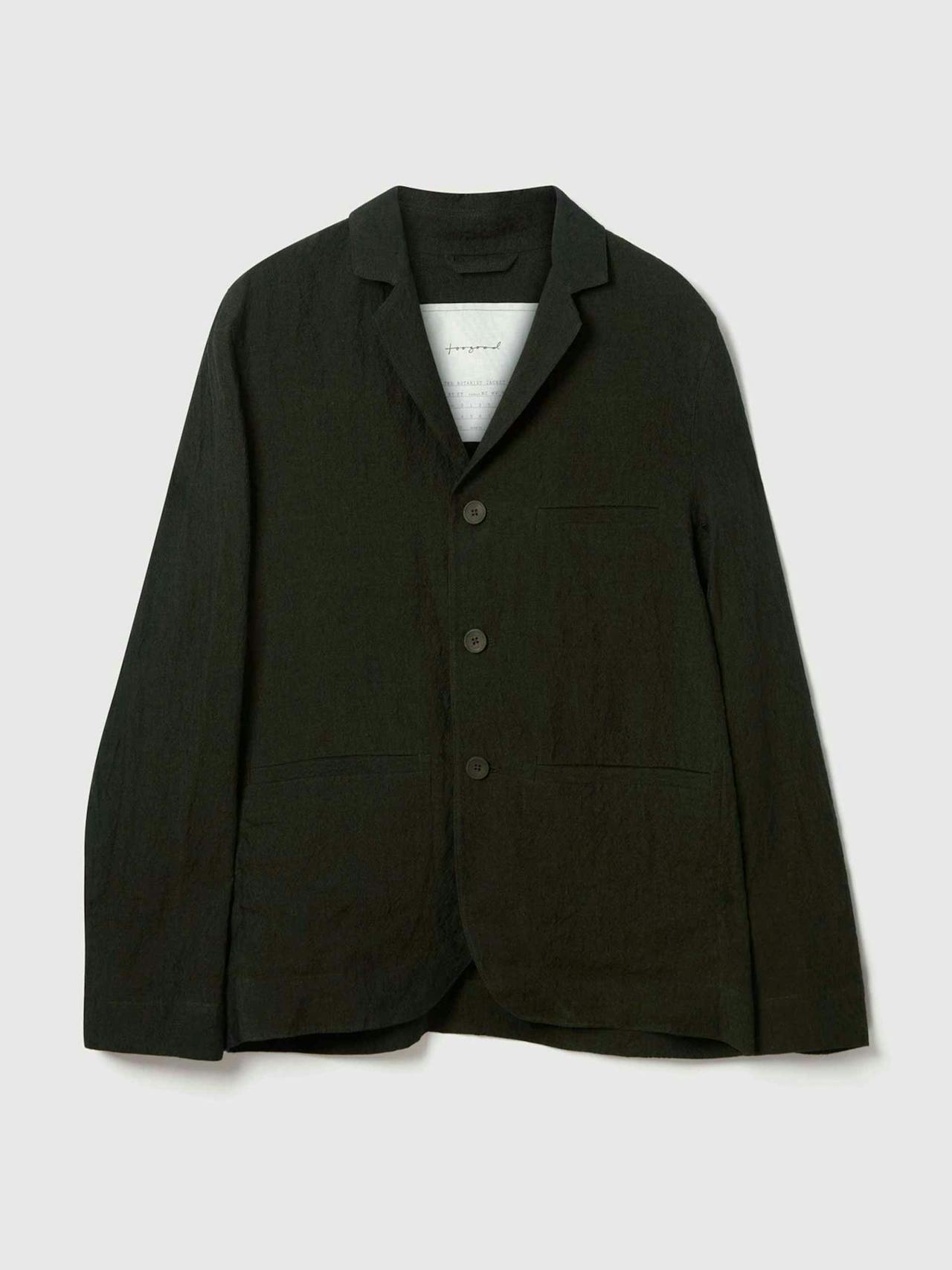 Green single breasted mens linen jacket